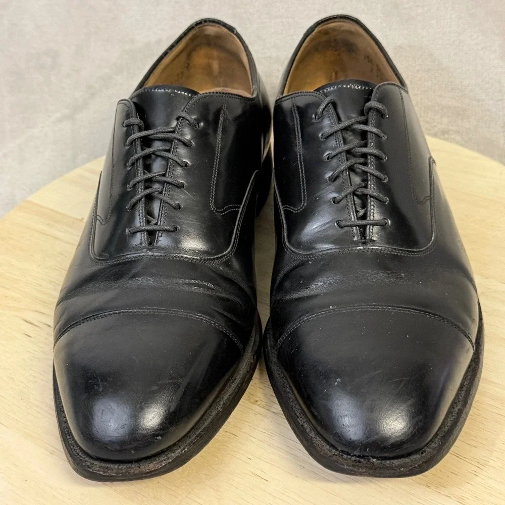 Johnston & Murphy Optima Mens Black Leather Cap Toe Oxford Shoes 10.5 E 22-2981